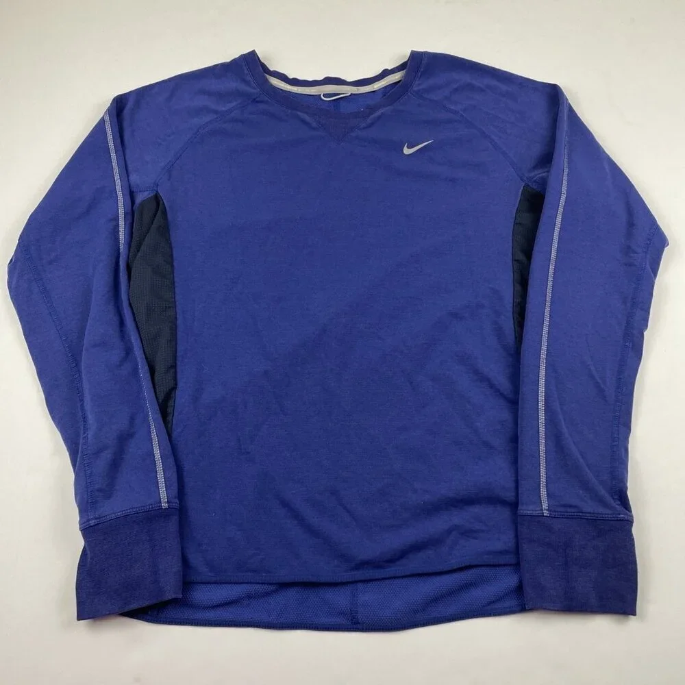Nike Running Dri-Fit T-Shirt Men’s L Long Sleeve Thumbholes Active V-Stitched